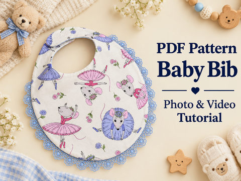 Baby Bib Sewing Pattern – PDF Pattern | Photo & Video Tutorial DIY Crafts