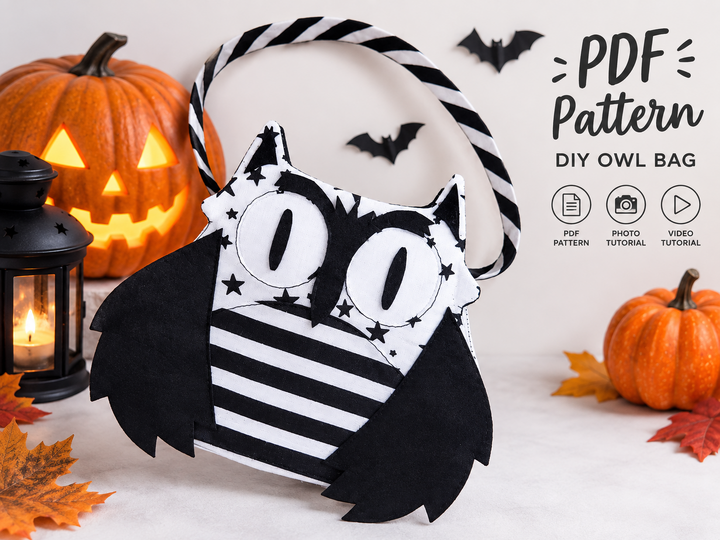 PDF Owl Bag Sewing Pattern DIY Kids’ Owl Purse Halloween Handmade Gifts