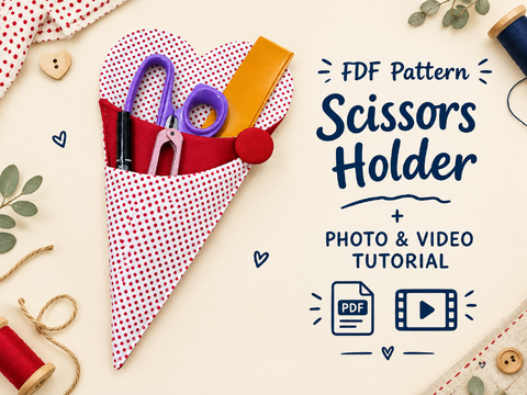 PDF Sewing Pattern: Heart-Shaped Scissors Holder DIY Valentines day gifts