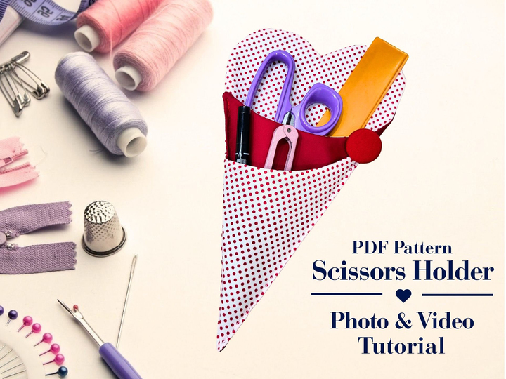 PDF Sewing Pattern: Heart-Shaped Scissors Holder DIY Valentines day gifts