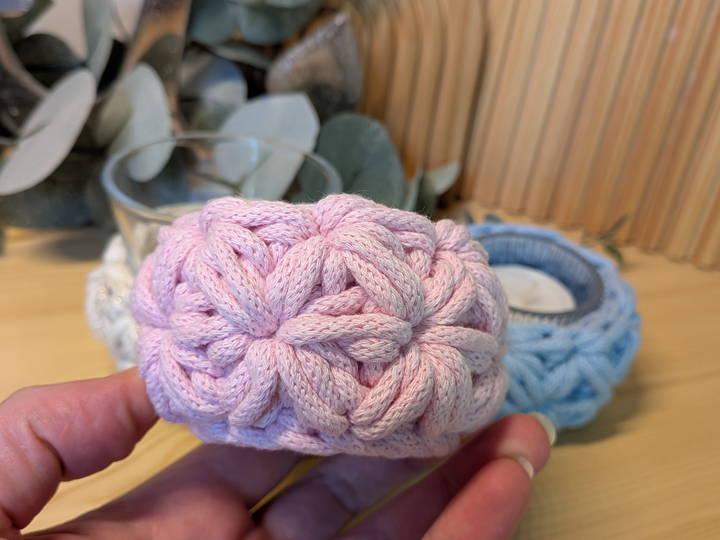 Teelichtkörbchen im Jasmin-Muster / Häkelanleitung / Anfängerfreundlich