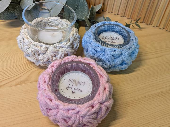 Teelichtkörbchen im Jasmin-Muster / Häkelanleitung / Anfängerfreundlich