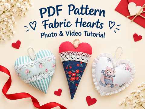 Free Valentine’s Day Fabric Hearts Sewing Pattern – Photo & Video Tutorial
