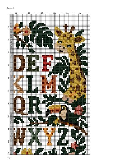 Jungle Alphabet Cross Stitch Pattern PDF – Safari Animals ABC Sampler