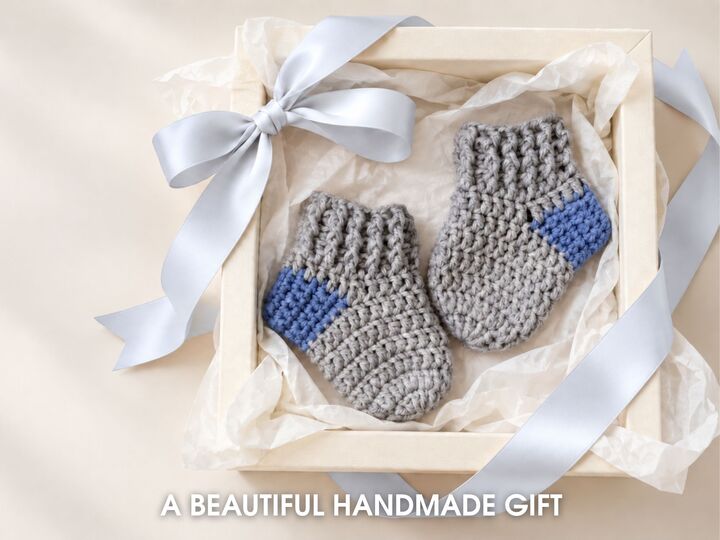 Crochet Baby Socks Pattern, Ribbed Newborn Booties PDF, 3 Sizes with Video