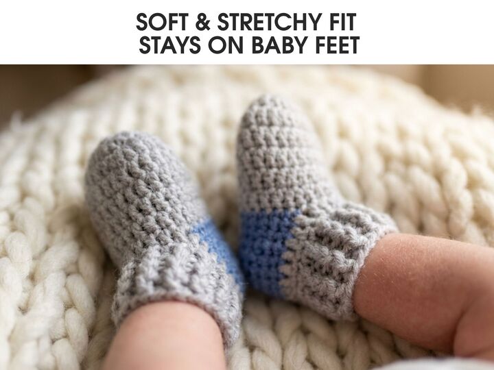 Crochet Baby Socks Pattern, Ribbed Newborn Booties PDF, 3 Sizes with Video