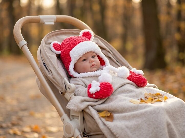 Crochet Pattern – Cosy Baby Hat with Ears & Mittens