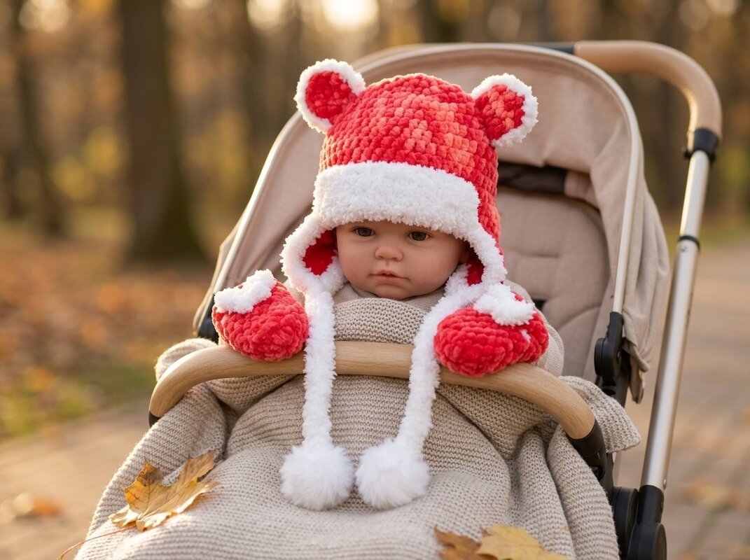 Häkelanleitung – kuschelige Babymütze mit Ohren & Fäustlingen - Bild 2