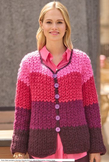 Häkeljacke in Blockstreifen