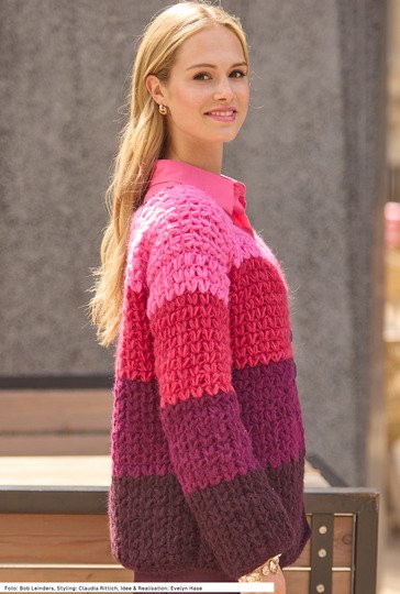 Häkeljacke in Blockstreifen