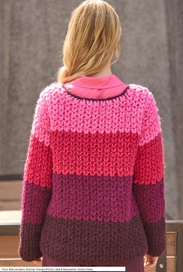 Häkeljacke in Blockstreifen