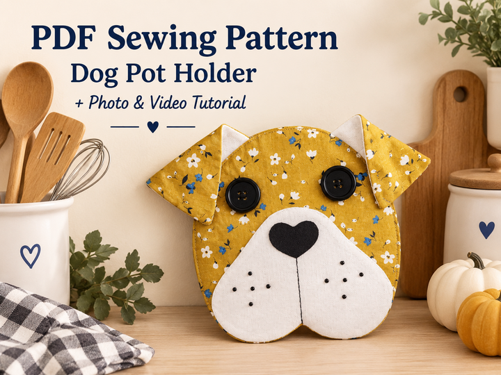 PDF Kitchen Dog PotHolder Sewing Pattern Oven Mitt Pattern Animal Potholder