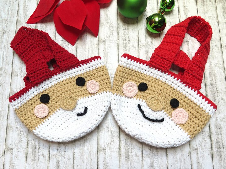 Knotenbeutel - Weihnachtsmann-Gesicht - Häkelanleitung