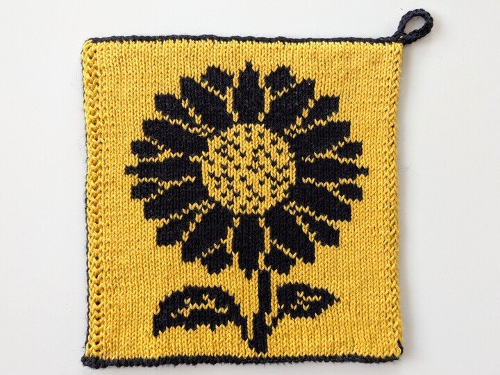 Topflappen / Spültuch "Sunflower" - Doubleface Strickanleitung
