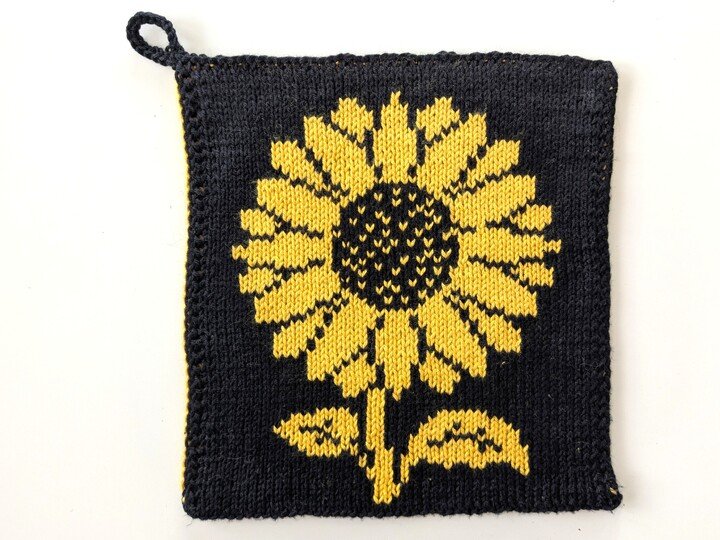 Topflappen / Spültuch "Sunflower" - Doubleface Strickanleitung
