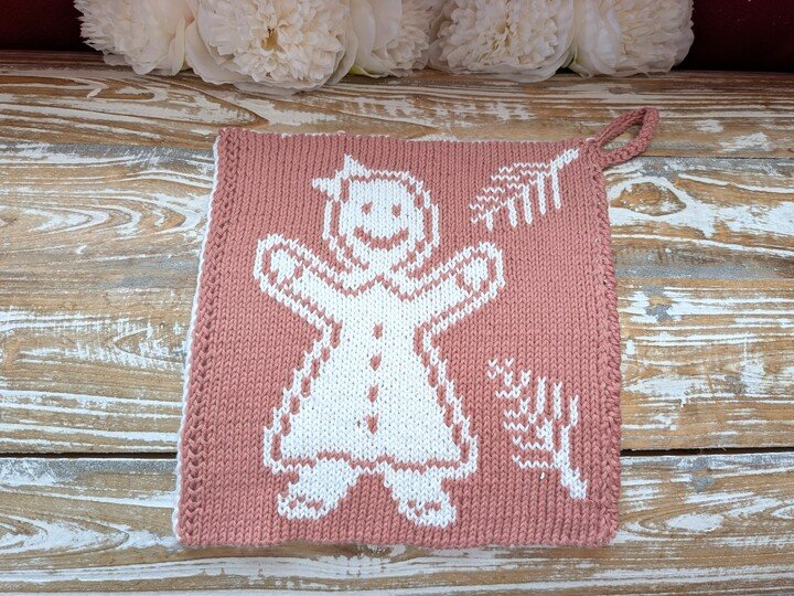 Topflappen / Spültuch SET "Lebkuchenpärchen" - Doubleface Strickanleitung