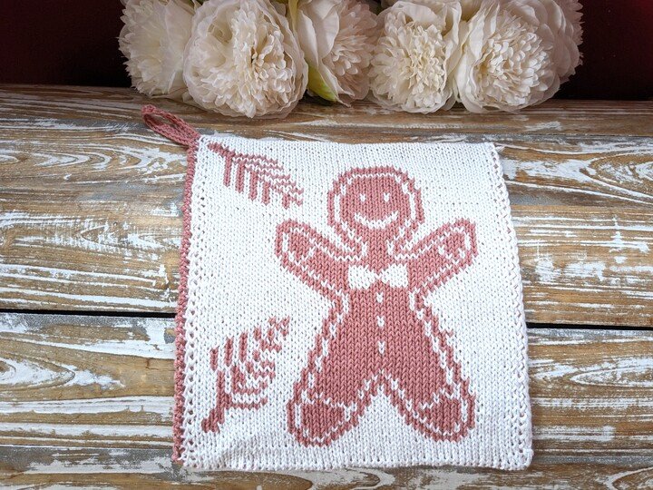 Topflappen / Spültuch SET "Lebkuchenpärchen" - Doubleface Strickanleitung
