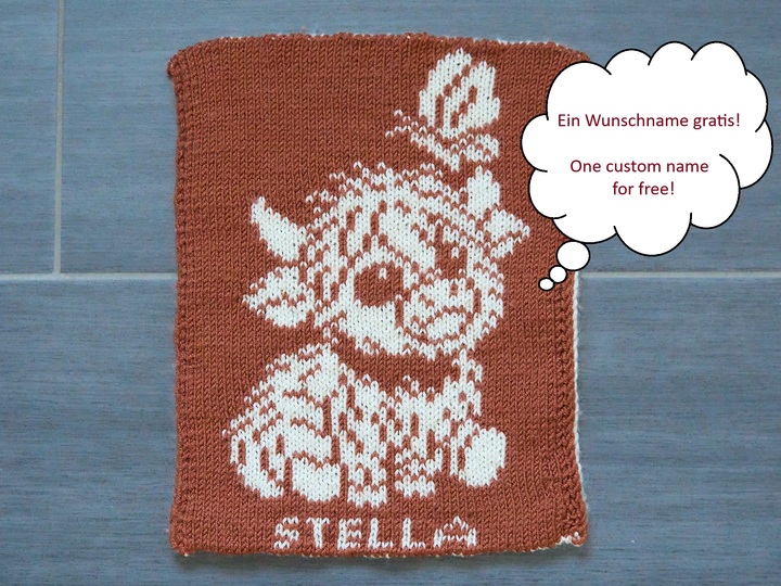 Knitting pattern: Baby comforter/washcloth “Stella” (Highland Cow)