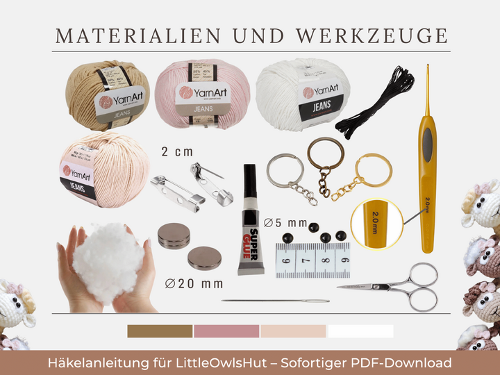 371DE Häkelanleitung Schaf Schlüsselanhänger - Brosche PDF Knittoy CP