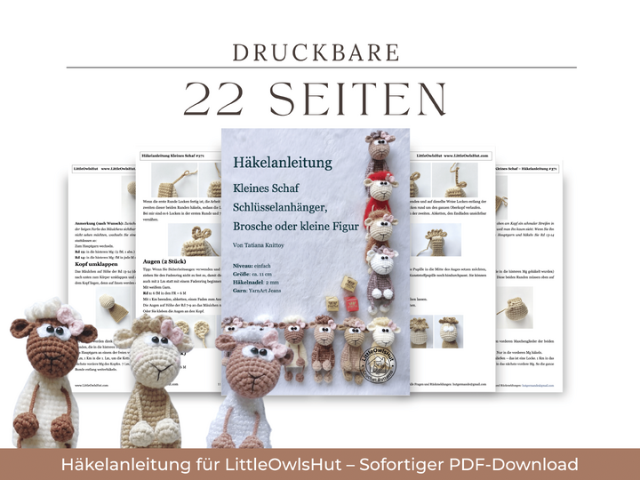 371DE Häkelanleitung Schaf Schlüsselanhänger - Brosche PDF Knittoy CP