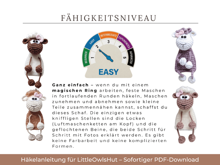 371DE Häkelanleitung Schaf Schlüsselanhänger - Brosche PDF Knittoy CP