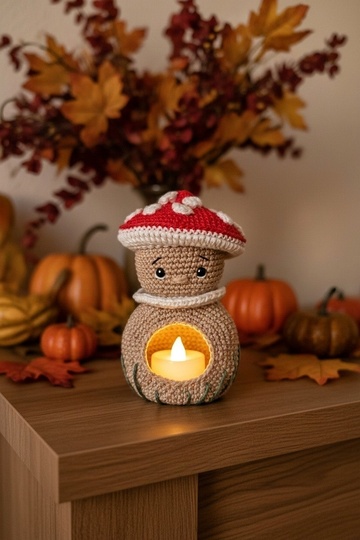 PDF Häkelanleitung Teelichthalter Glückspilz / Amigurumi Fliegenpilz