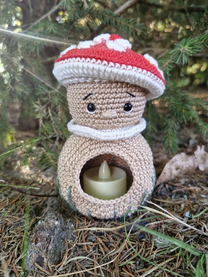 PDF Häkelanleitung Teelichthalter Glückspilz / Amigurumi Fliegenpilz