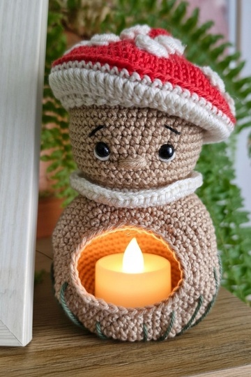 PDF Häkelanleitung Teelichthalter Glückspilz / Amigurumi Fliegenpilz