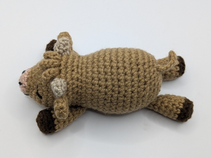 sleeping Highland Calf - low sew Amigurumi cow - by NiggyArts