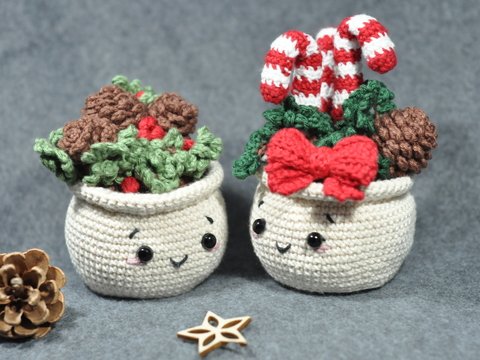 Häkelanleitung süße Weihnachtstöpfe