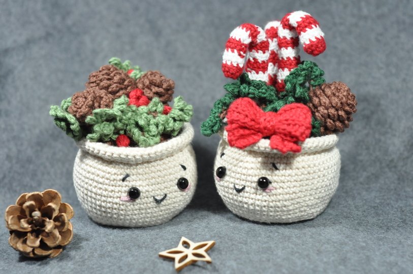 Häkelanleitung süße Weihnachtstöpfe