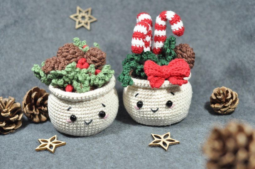 Häkelanleitung süße Weihnachtstöpfe