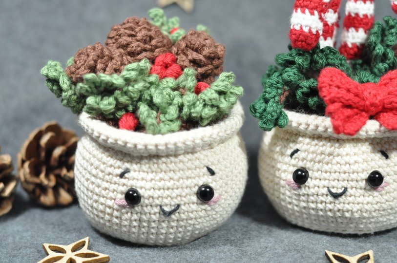 Häkelanleitung süße Weihnachtstöpfe