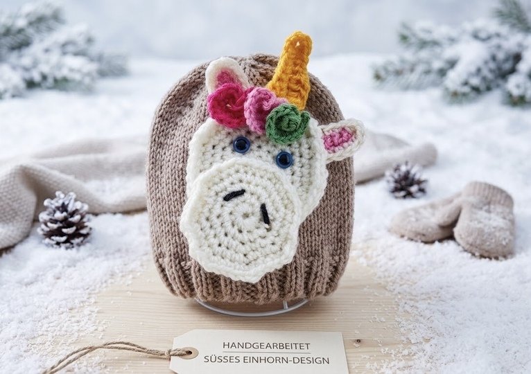 Strickanleitung Babymütze Einhorn bis 6 Monate