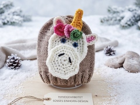 Strickanleitung Babymütze Einhorn bis 6 Monate
