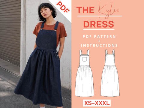 Latzkleid Schnittmuster Damen Latzrock aus Denim oder Cord mit Nähanleitung
