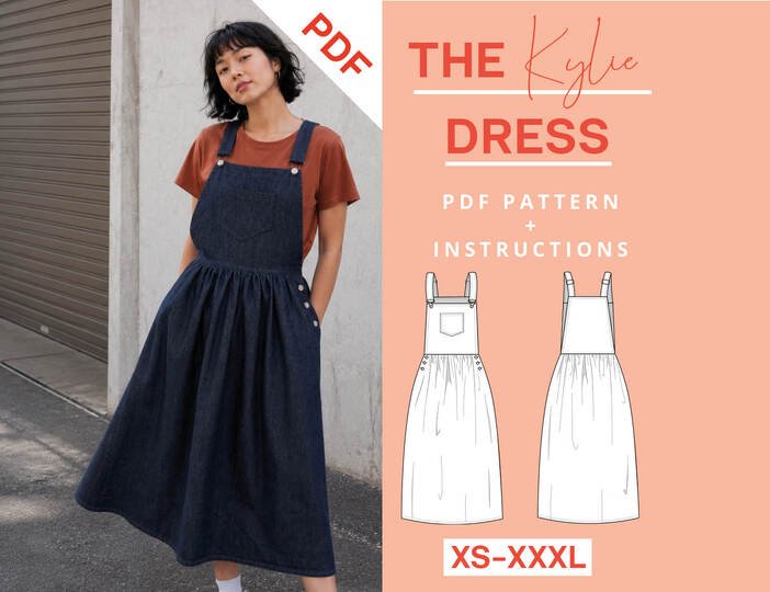 Latzkleid Schnittmuster Damen Latzrock aus Denim oder Cord mit Nähanleitung