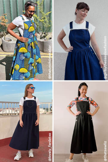 Latzkleid Schnittmuster Damen Latzrock aus Denim oder Cord mit Nähanleitung
