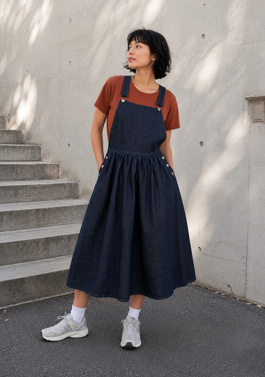 Latzkleid Schnittmuster Damen Latzrock aus Denim oder Cord mit Nähanleitung