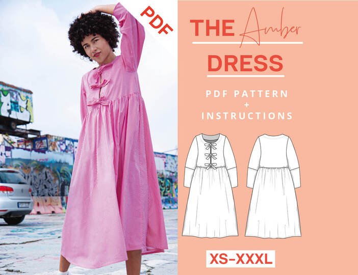 Midikleid mit Schleifen Schnittmuster Damen XS-XXXL Amber Juliana Martejevs
