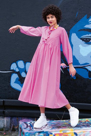 Midi Dress Sewing Pattern Amber with bows Juliana Martejevs sewing tutorial