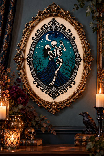 Gothic Skeleton Couple Cross Stitch Pattern – Counted Cross Stitch PDF Patt
