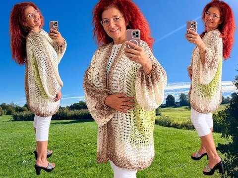 Häkelanleitung Hexagon Jacke Pia