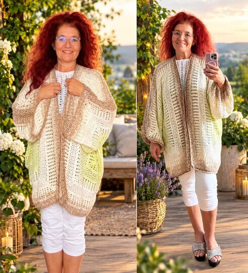 Häkelanleitung Hexagon Jacke Pia