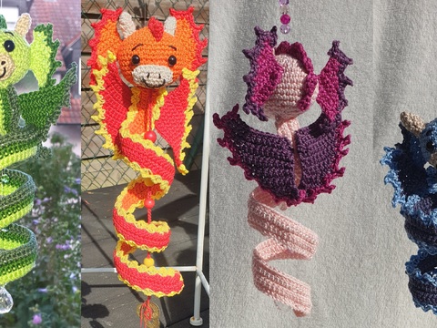 Crochet Pattern Dragon Wind Spinner: Spiral Mobile Construction Kit (S-L)