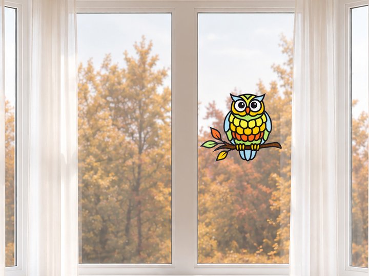 Fensterbild – Eule – Bastelanleitung und Vorlagen
