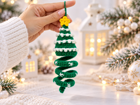 Crochet Spiral Christmas Tree Pattern, Hanging Christmas Pattern
