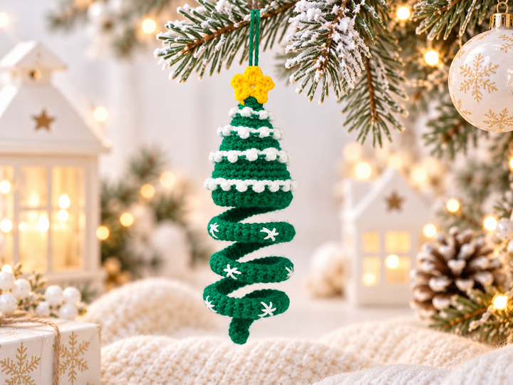 Crochet Spiral Christmas Tree Pattern, Hanging Christmas Pattern