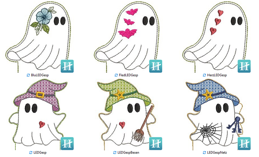 ITH LED Stickdatei Cover Gespenster Halloween Geist