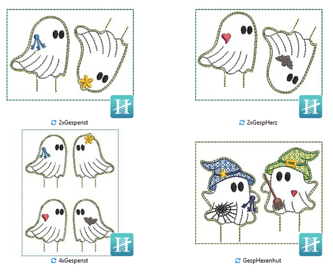 ITH LED Stickdatei Stiftetopper Gespenster Halloween Geist